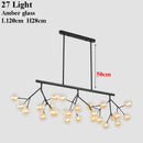 GobekUsa Glass Ball Firefly LED Tree Branch Chandelier Industrial Black Lighting