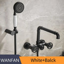 GobekUsa Black & White Bath Shower Set with Dual Control Wall Mount