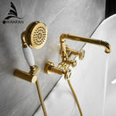 GobekUsa Black & White Bath Shower Set with Dual Control Wall Mount