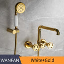 GobekUsa Black & White Bath Shower Set with Dual Control Wall Mount