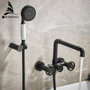 GobekUsa Black & White Bath Shower Set with Dual Control Wall Mount