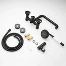GobekUsa Black & White Bath Shower Set with Dual Control Wall Mount