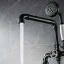 GobekUsa Industrial Black Floor Standing Dual Handle Bathroom Shower Faucet
