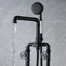 GobekUsa Industrial Black Floor Standing Dual Handle Bathroom Shower Faucet
