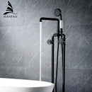GobekUsa Industrial Black Floor Standing Dual Handle Bathroom Shower Faucet