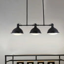 GobekUsa Symmetrical Island Pendant Light - Loft Style Metal Ceiling Lamp with Dome Shade - 3 Lights - Black/White