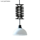 GobekUsa Industrial Style 1 Bulb Metal Dome Ceiling Light - Extendable Pendant for Balcony - Black/White
