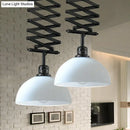 GobekUsa Industrial Style 1 Bulb Metal Dome Ceiling Light - Extendable Pendant for Balcony - Black/White