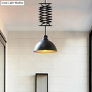 GobekUsa Industrial Style 1 Bulb Metal Dome Ceiling Light - Extendable Pendant for Balcony - Black/White