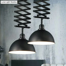 GobekUsa Industrial Style 1 Bulb Metal Dome Ceiling Light - Extendable Pendant for Balcony - Black/White