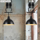 GobekUsa Industrial Style 1 Bulb Metal Dome Ceiling Light - Extendable Pendant for Balcony - Black/White