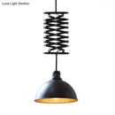 GobekUsa Industrial Style 1 Bulb Metal Dome Ceiling Light - Extendable Pendant for Balcony - Black/White