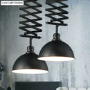 GobekUsa Industrial Style 1 Bulb Metal Dome Ceiling Light - Extendable Pendant for Balcony - Black/White