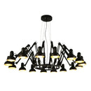 GobekUsa Industrial Spider Ceiling Lamp Black White Adjustable E27 Fixture Light