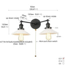 GobekUsa Industrial LED Wall Light Fixture with Pull Chain Switch, 2 Heads Bedside Lamp