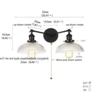 GobekUsa Industrial LED Wall Light Fixture with Pull Chain Switch, 2 Heads Bedside Lamp