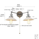 GobekUsa Industrial LED Wall Light Fixture with Pull Chain Switch, 2 Heads Bedside Lamp