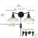 GobekUsa Industrial LED Wall Light Fixture with Pull Chain Switch, 2 Heads Bedside Lamp