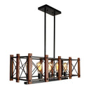 GobekUsa Rectangular Cage Industrial Pendant Light - 5-Light Metal Island Lighting in Black