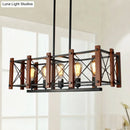 GobekUsa Rectangular Cage Industrial Pendant Light - 5-Light Metal Island Lighting in Black