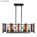 GobekUsa Rectangular Cage Industrial Pendant Light - 5-Light Metal Island Lighting in Black