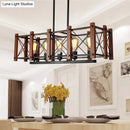 GobekUsa Rectangular Cage Industrial Pendant Light - 5-Light Metal Island Lighting in Black