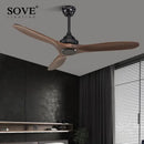 GobekUsa Black Wood Industrial Ceiling Fan Remote Control DC 220v