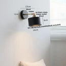 GobekUsa Black Wood LED Wall Sconce, Rotatable Stair Light