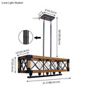 GobekUsa Industrial Wood Rectangular Island Chandelier Light for Living Room Decor