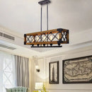 GobekUsa Industrial Wood Rectangular Island Chandelier Light for Living Room Decor