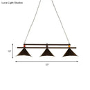 GobekUsa Black/Red Industrial Cone Shade Ceiling Pendant with 3 Metal Heads and Billiard Ball Deco