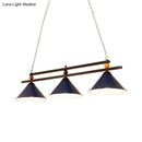 GobekUsa Black/Red Industrial Cone Shade Ceiling Pendant with 3 Metal Heads and Billiard Ball Deco