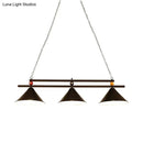 GobekUsa Black/Red Industrial Cone Shade Ceiling Pendant with 3 Metal Heads and Billiard Ball Deco