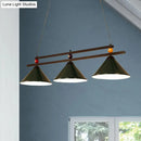 GobekUsa Black/Red Industrial Cone Shade Ceiling Pendant with 3 Metal Heads and Billiard Ball Deco