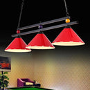 GobekUsa Black/Red Industrial Cone Shade Ceiling Pendant with 3 Metal Heads and Billiard Ball Deco
