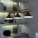 GobekUsa Black/Red Industrial Cone Shade Ceiling Pendant with 3 Metal Heads and Billiard Ball Deco