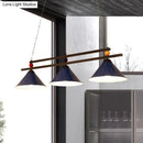 GobekUsa Black/Red Industrial Cone Shade Ceiling Pendant with 3 Metal Heads and Billiard Ball Deco