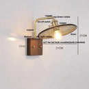 GobekUsa LED Wall Light Walnut Wood Rotate Copper Bedside Lamp