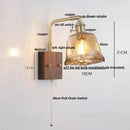 GobekUsa LED Wall Light Walnut Wood Rotate Copper Bedside Lamp