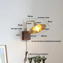 GobekUsa LED Wall Light Walnut Wood Rotate Copper Bedside Lamp