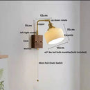 GobekUsa LED Wall Light Walnut Wood Rotate Copper Bedside Lamp