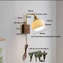 GobekUsa LED Wall Light Walnut Wood Rotate Copper Bedside Lamp
