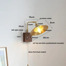 GobekUsa LED Wall Light Walnut Wood Rotate Copper Bedside Lamp
