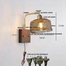 GobekUsa LED Wall Light Walnut Wood Rotate Copper Bedside Lamp