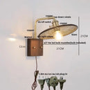 GobekUsa LED Wall Light Walnut Wood Rotate Copper Bedside Lamp