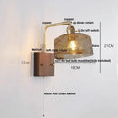 GobekUsa LED Wall Light Walnut Wood Rotate Copper Bedside Lamp