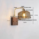 GobekUsa LED Wall Light Walnut Wood Rotate Copper Bedside Lamp