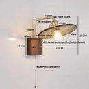 GobekUsa LED Wall Light Walnut Wood Rotate Copper Bedside Lamp