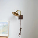 GobekUsa LED Wall Light Walnut Wood Rotate Copper Bedside Lamp