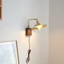 GobekUsa LED Wall Light Walnut Wood Rotate Copper Bedside Lamp